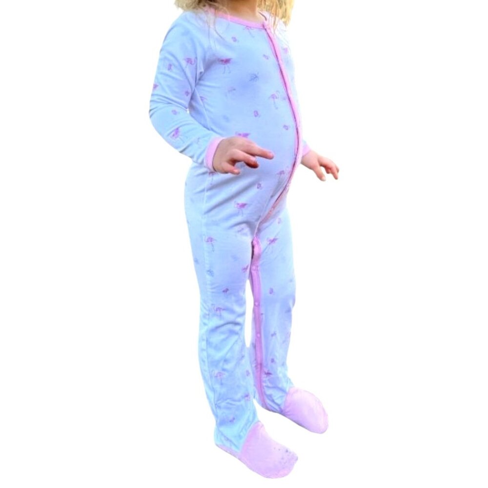 Bubble Baby Flamingo Print Bamboo Snap Footie‎ Romper 12-18M NWT